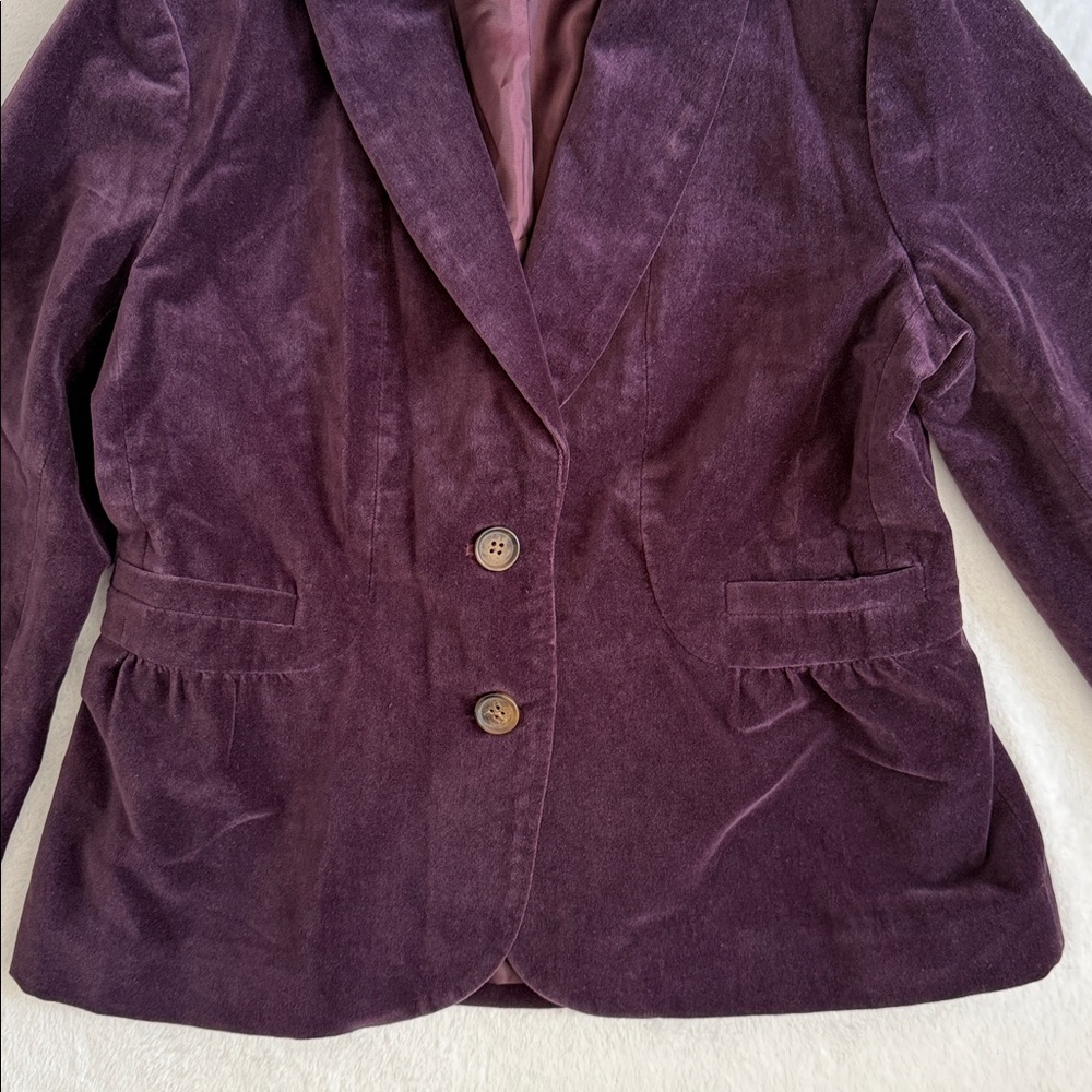 J. Crew | 2011 Eden Velvet Two Button Peplum Lined Blazer 30591 Purple (8) - Picture 5 of 15